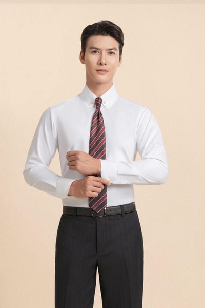 sơ mi trắng phối vest nam